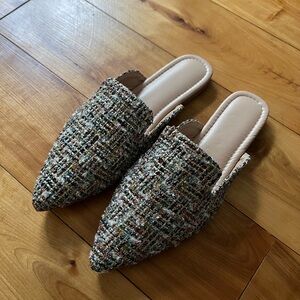 Stylish Tweed Slip-On Mules
